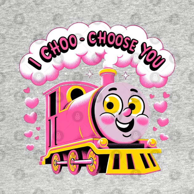 I Choo-Choose You: Adorable Pink Train Valentine's Day by Retro Travel Design